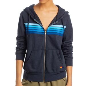 Aviator Nation 5 Stripe Zip Hoodie Sweatshirt